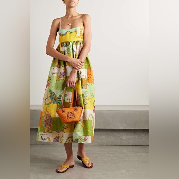 alemais Dresses & Skirts - NWOT Alemais Jerome Patchwork Linen Midi Dress US Size 6